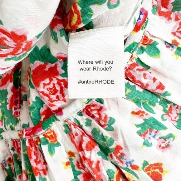 RHODE Elodie White Dazzle Floral Blouse Top - Picture 7 of 9